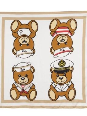 Moschino Beige & White Teddy Sailor Print Scarf Panel